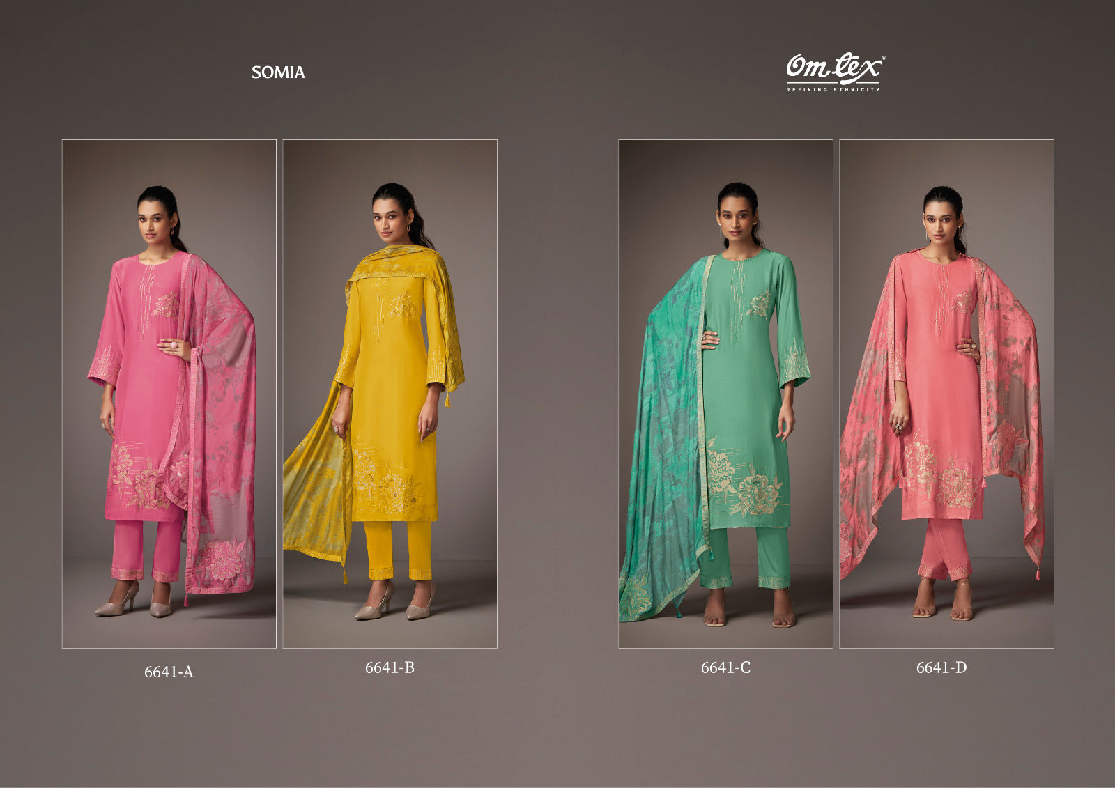 Somia Omtex Muslin Jacquard Pant Style Suits Wholesaler India