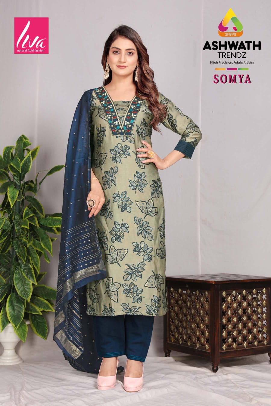 Somya Ashwath Soft Silk Readymade Pant Style Suits Wholesale Price