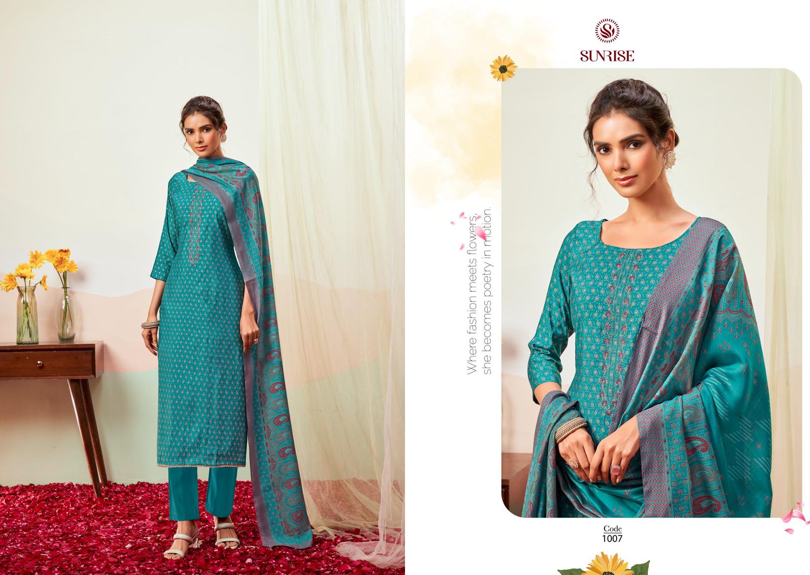 Somya Sunrise Modal Silk Pant Style Suits Manufacturer India