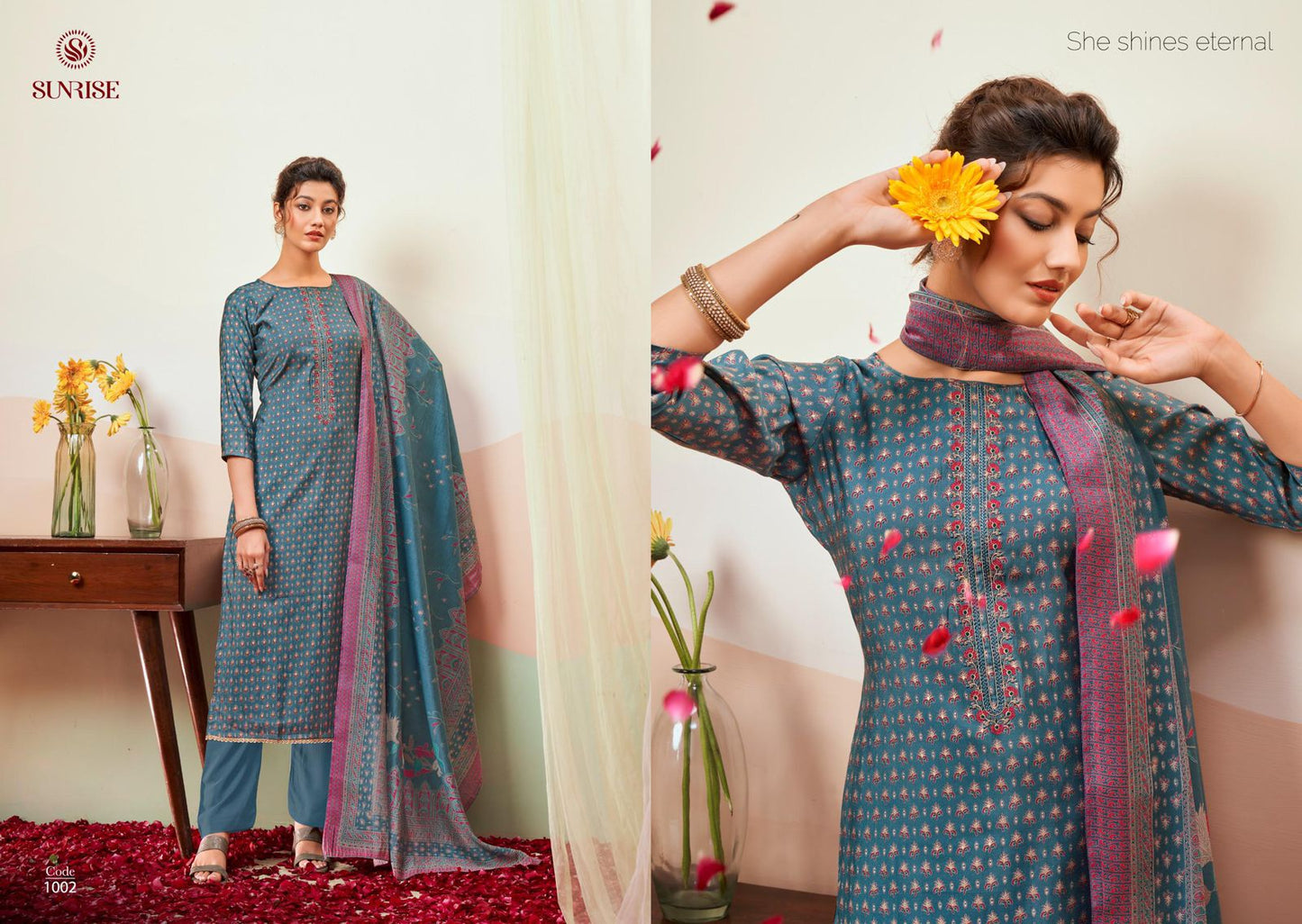 Somya Sunrise Modal Silk Pant Style Suits Manufacturer India
