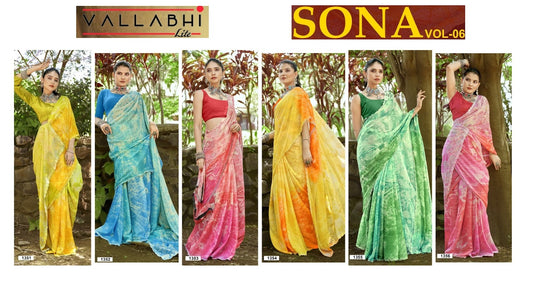Sona Vol 6 Vallabhi Lite Georgette Sarees Wholesale Price