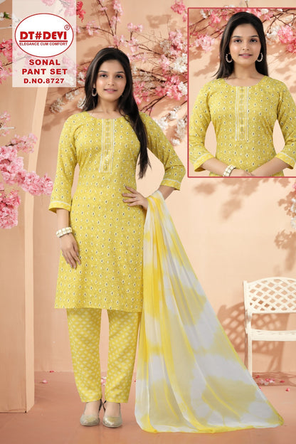 Sonal 8727 Dt Devi Rayon Readymade Pant Style Suits Supplier