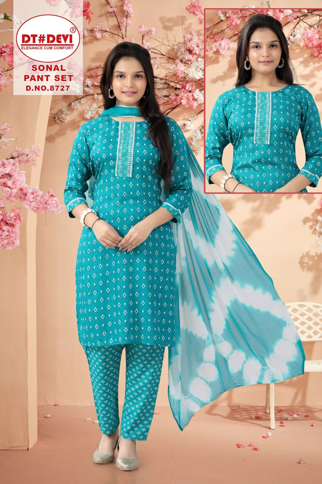 Sonal 8727 Dt Devi Rayon Readymade Pant Style Suits Supplier