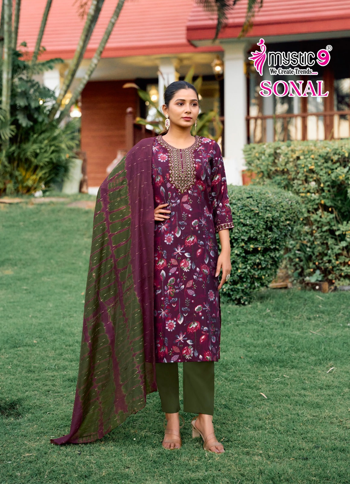 Sonal Vol 1 Mystic 9 Roman Silk Readymade Pant Style Suits Supplier Gujarat