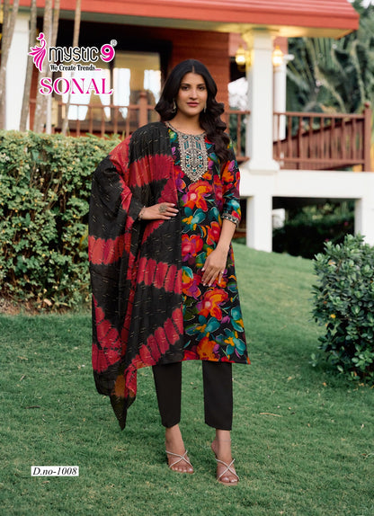 Sonal Vol 1 Mystic 9 Roman Silk Readymade Pant Style Suits Supplier Gujarat