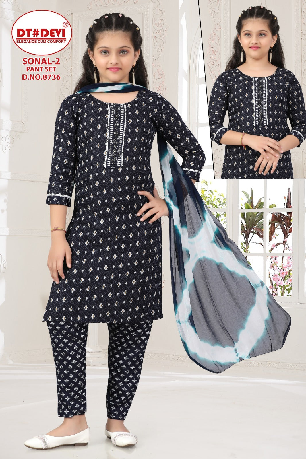 Sonal Vol 2 8736 Dt Devi Rayon Girls Readymade Pant Suits Manufacturer