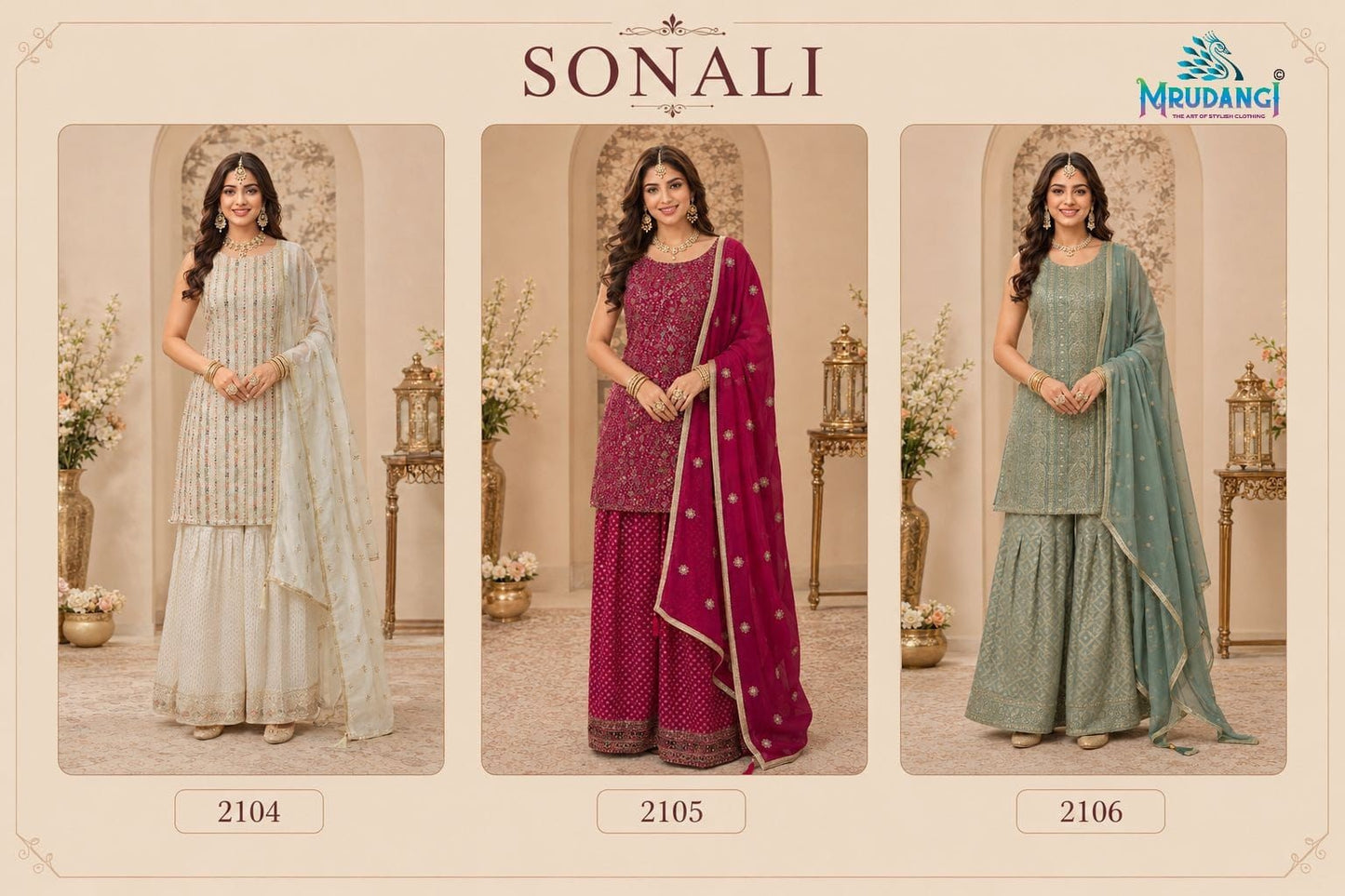 Sonali Mrudangi Georgette Readymade Sharara Suits Exporter Ahmedabad
