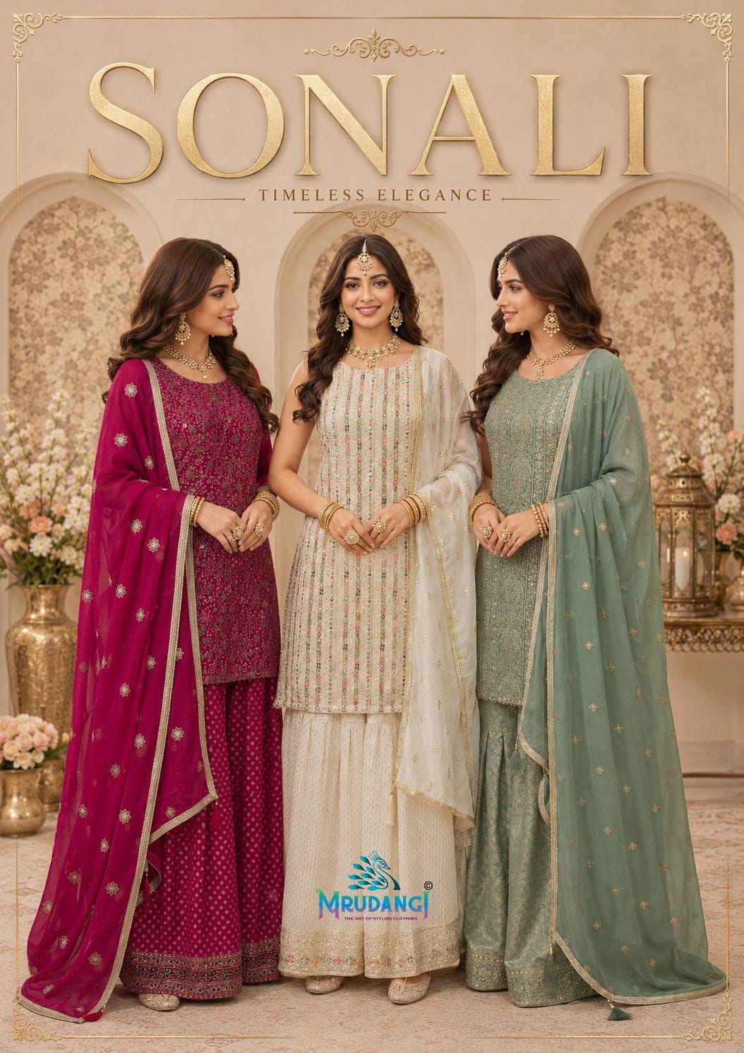 Sonali Mrudangi Georgette Readymade Sharara Suits Exporter Ahmedabad