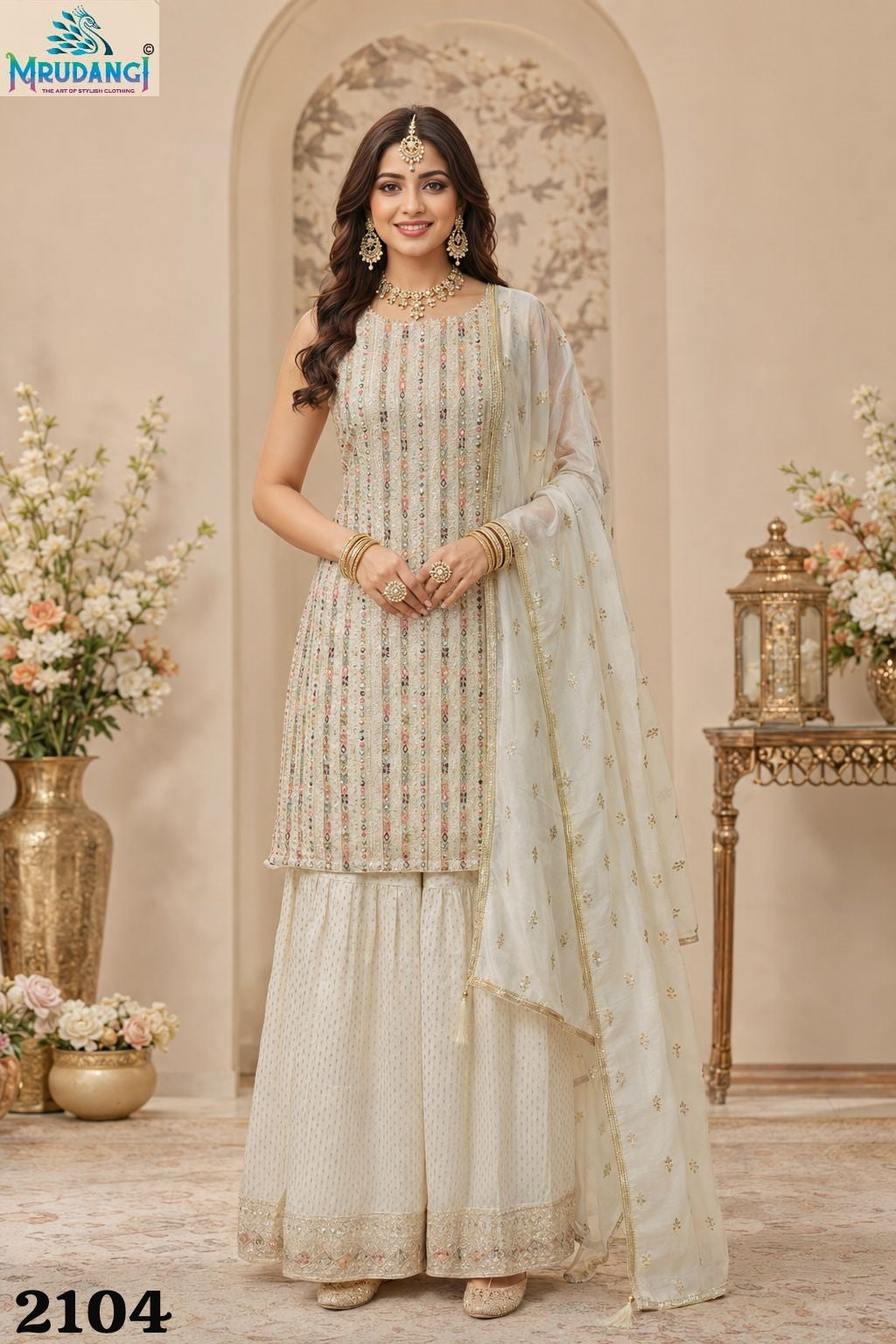 Sonali Mrudangi Georgette Readymade Sharara Suits Exporter Ahmedabad