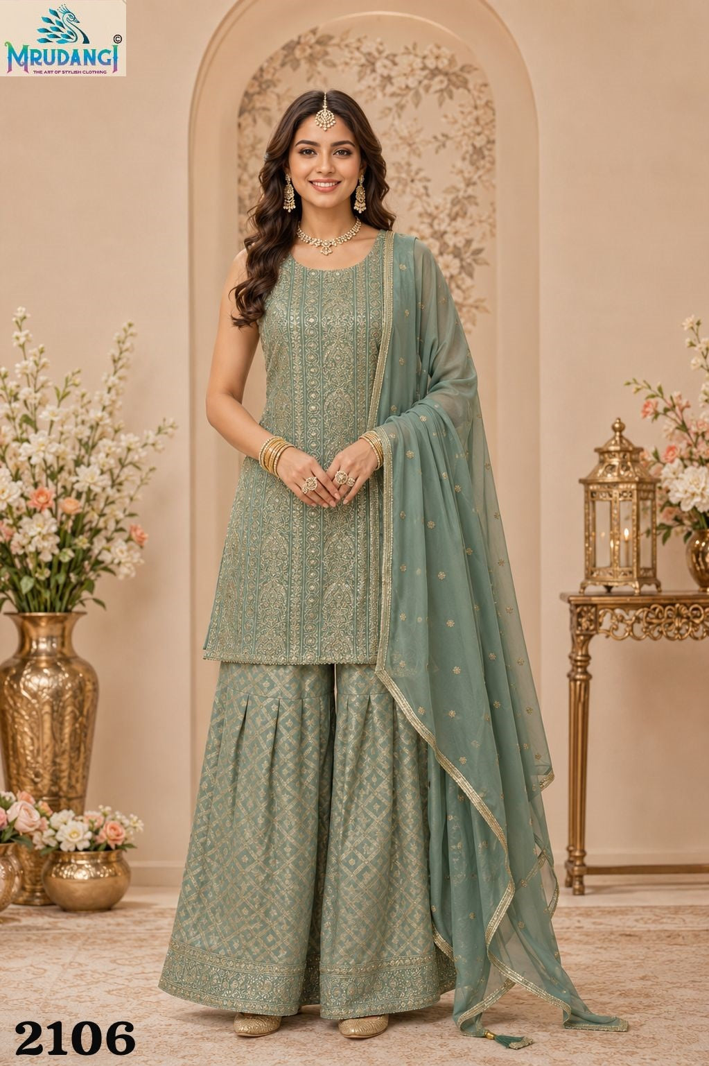 Sonali Mrudangi Georgette Readymade Sharara Suits Exporter Ahmedabad