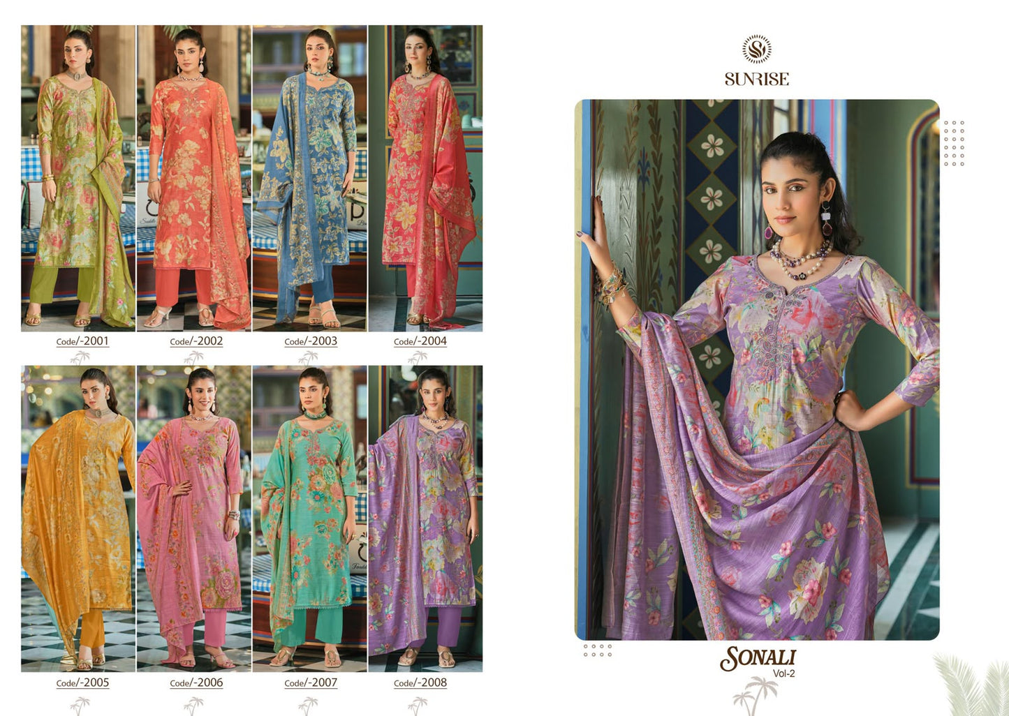 Sonali Vol 2 Sunrise Vintage Silk Pant Style Suits Wholesaler
