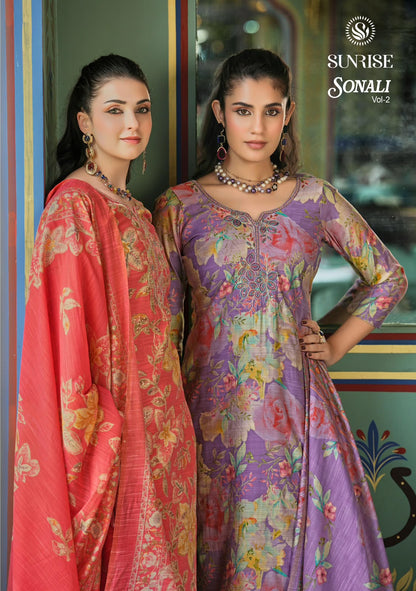 Sonali Vol 2 Sunrise Vintage Silk Pant Style Suits Wholesaler