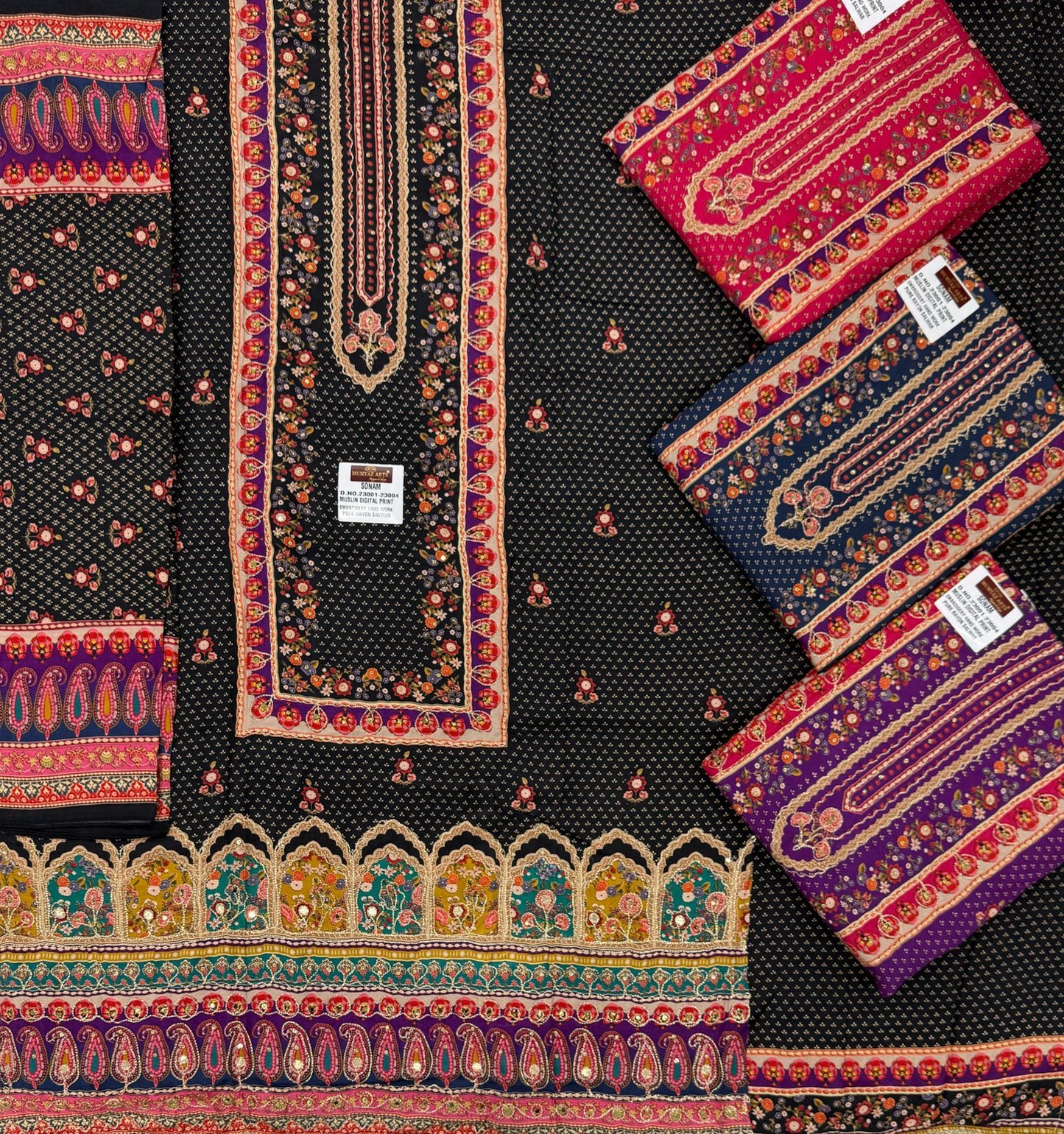 Sonam Mumtaz Arts Muslin Karachi Salwar Suits Supplier