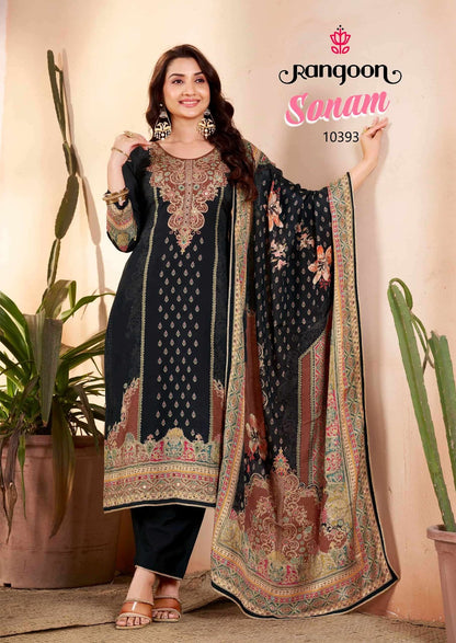 Sonam Rangoon Muslin Readymade Pant Style Suits Wholesale
