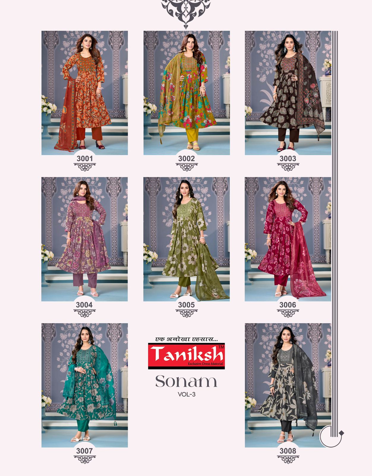 Sonam Vol 3 Taniksh Vertical Readymade Anarkali Suits Exporter Gujarat