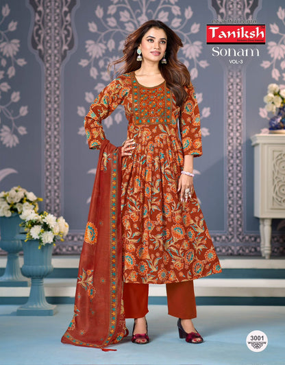 Sonam Vol 3 Taniksh Vertical Readymade Anarkali Suits Exporter Gujarat