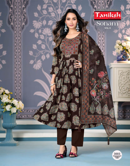 Sonam Vol 3 Taniksh Vertical Readymade Anarkali Suits Exporter Gujarat
