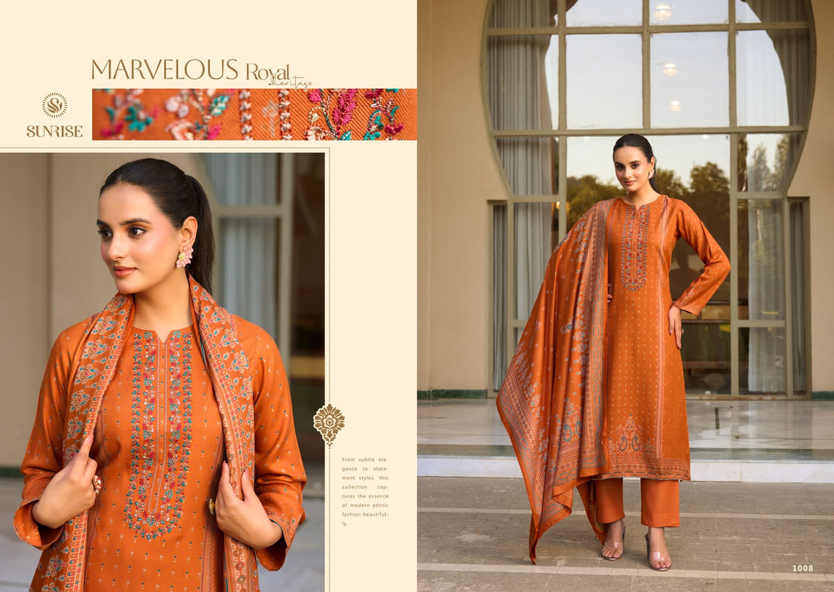 Sonam Winter Sunrise Viscose Pashmina Suits Wholesale Price