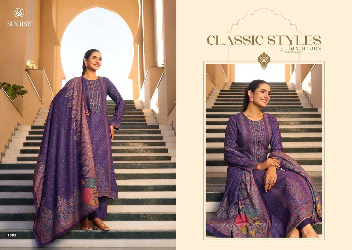 Sonam Winter Sunrise Viscose Pashmina Suits Wholesale Price