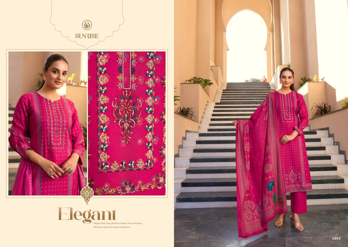 Sonam Winter Sunrise Viscose Pashmina Suits Wholesale Price