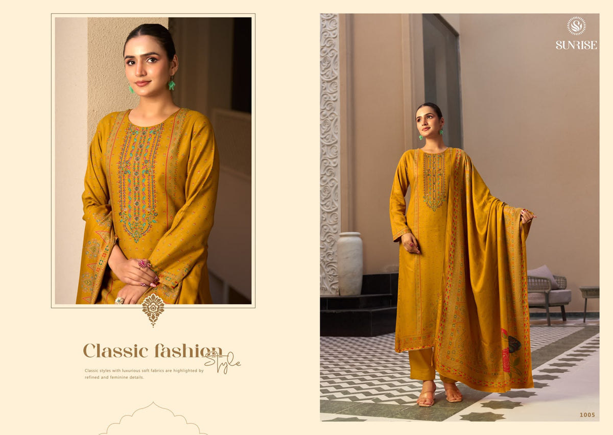 Sonam Winter Sunrise Viscose Pashmina Suits Wholesale Price