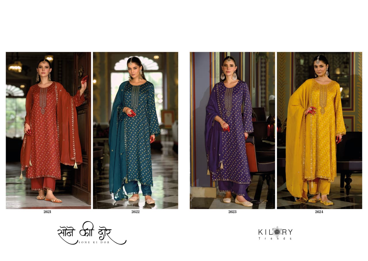 Sone Ki Dor Kilory Gaji Silk Pant Style Suits Exporter Ahmedabad