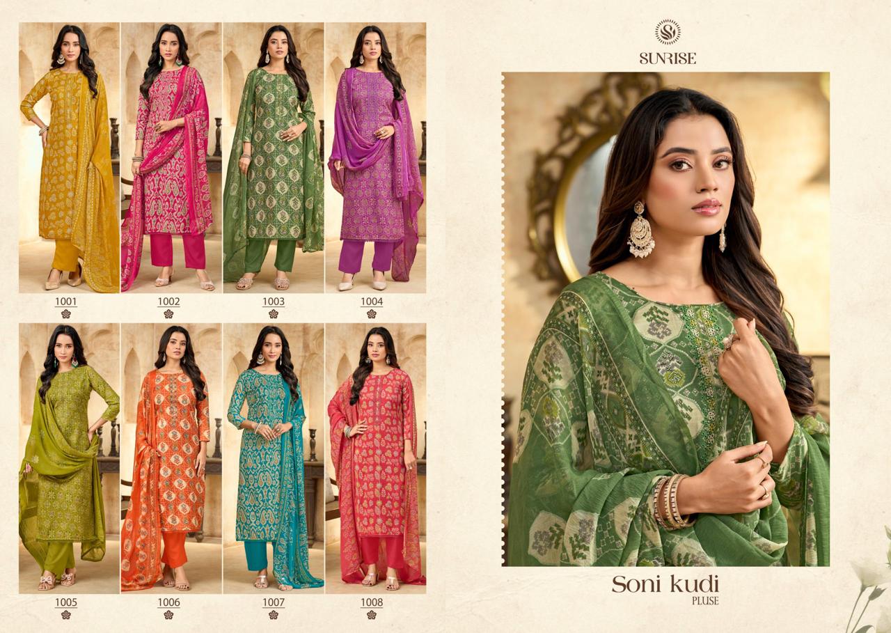 Soni Kudi Plus Sunrise Slub Cotton Pant Style Suits Exporter Ahmedabad