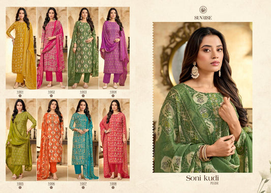 Soni Kudi Plus Sunrise Slub Cotton Pant Style Suits Exporter Ahmedabad