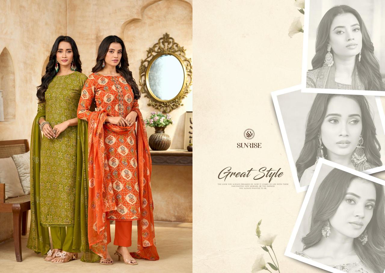 Soni Kudi Plus Sunrise Slub Cotton Pant Style Suits Exporter Ahmedabad
