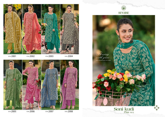 Soni Kudi Plus Vol 2 Sunrise Slub Cotton Pant Style Suits Wholesale Rate