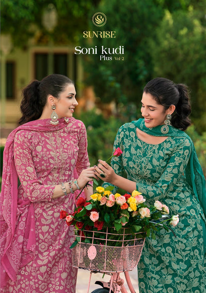 Soni Kudi Plus Vol 2 Sunrise Slub Cotton Pant Style Suits Wholesale Rate