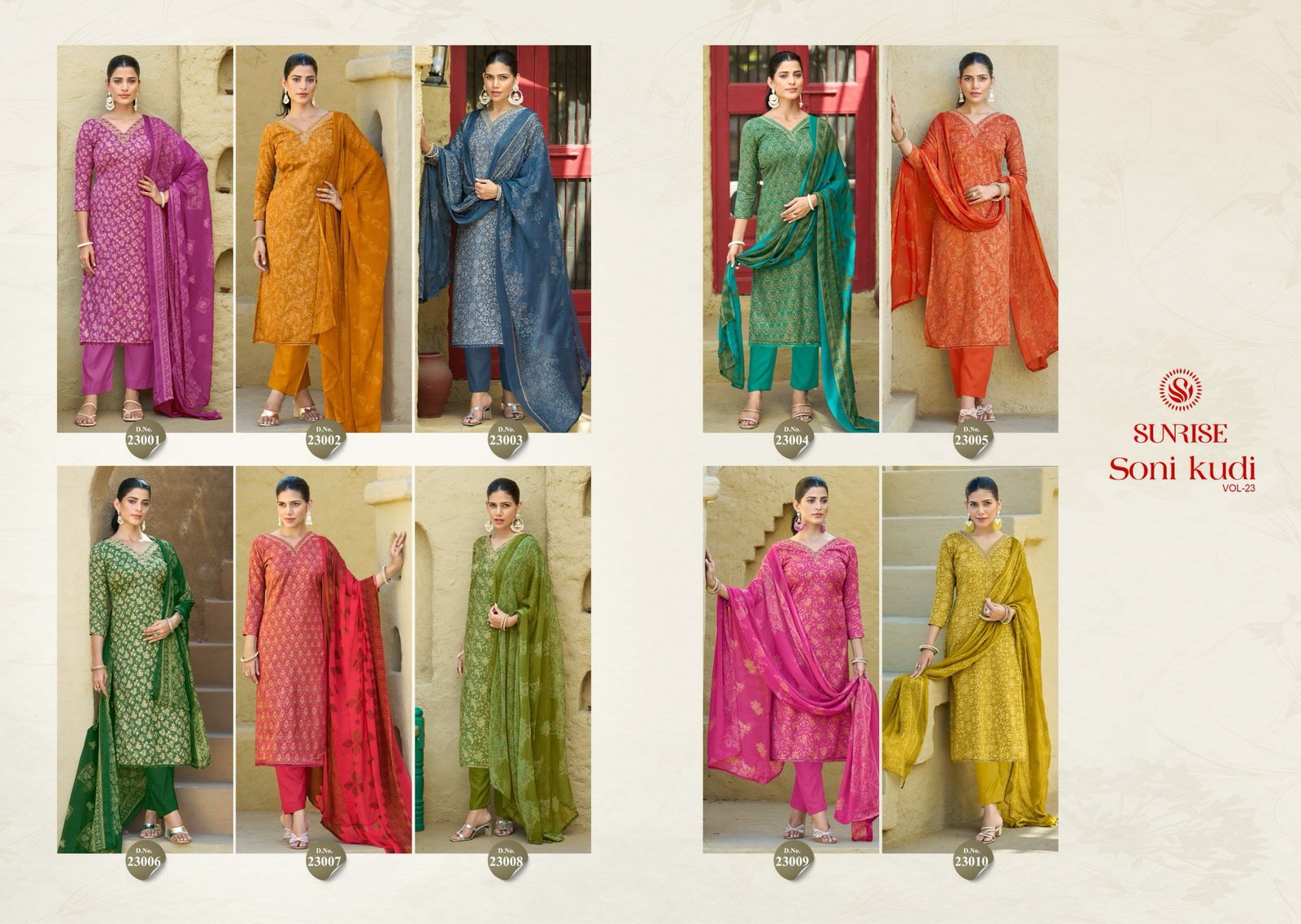 Soni Kudi Vol 23 Sunrise Slub Cotton Pant Style Suits Manufacturer