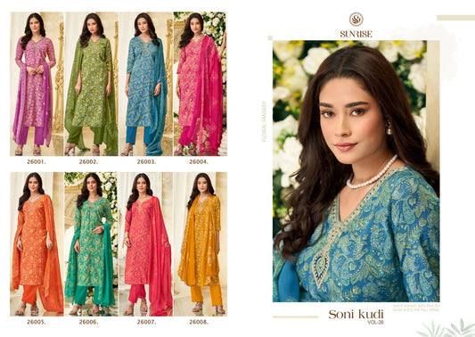 Soni Kudi Vol 26 Sunrise Slub Cotton Pant Style Suits Supplier India