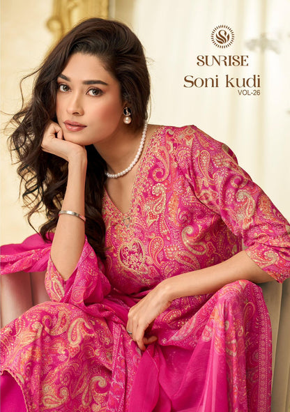 Soni Kudi Vol 26 Sunrise Slub Cotton Pant Style Suits Supplier India