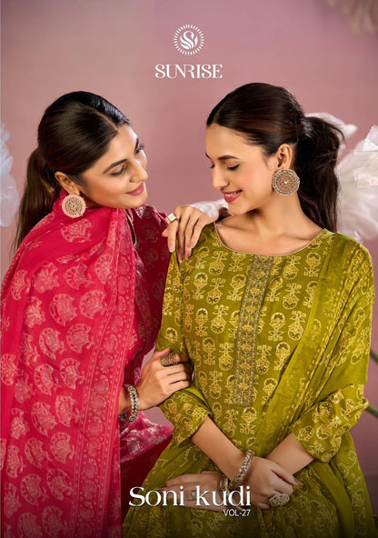 Soni Kudi Vol 27 Sunrise Slub Cotton Pant Style Suits Supplier India