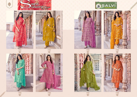 Soni Saloni Plus Vol 17 Salvi Fashion Cotton Slub Pant Style Suits Exporter