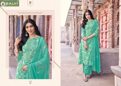 Soni Saloni Plus Vol 17 Salvi Fashion Cotton Slub Pant Style Suits Exporter