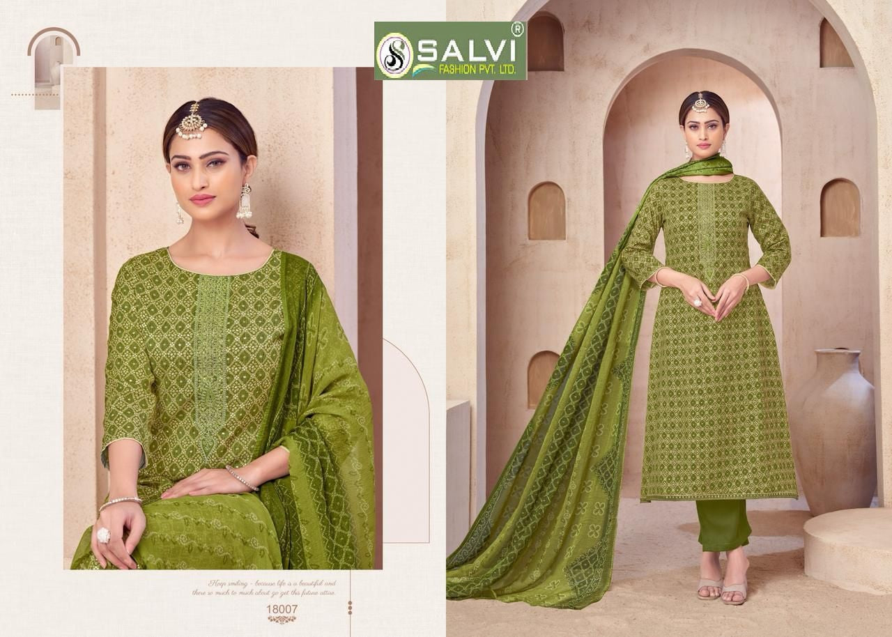 Soni Saloni Plus Vol 18 Salvi Fashion Cotton Slub Pant Style Suits Supplier India