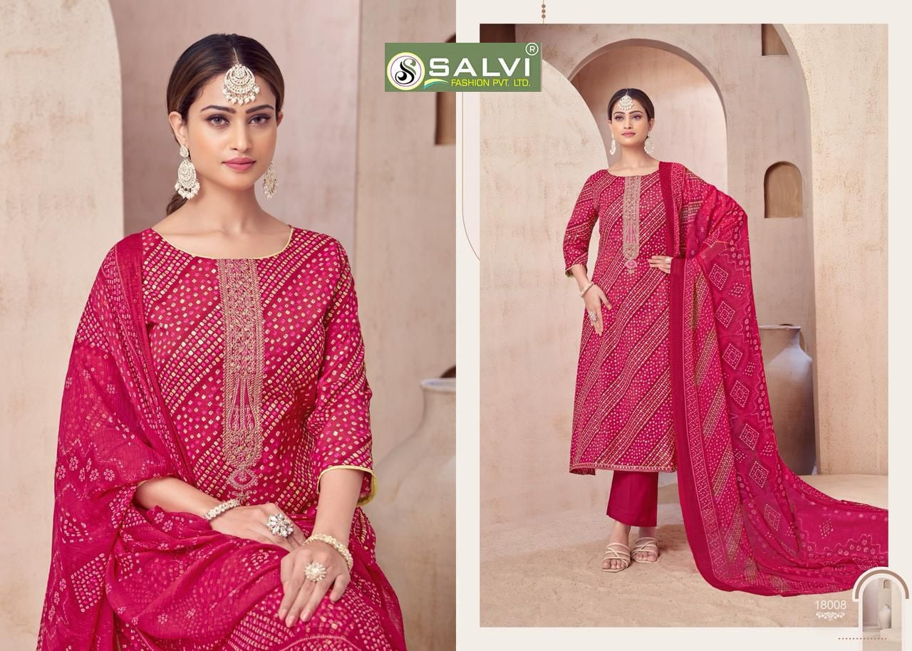 Soni Saloni Plus Vol 18 Salvi Fashion Cotton Slub Pant Style Suits Supplier India