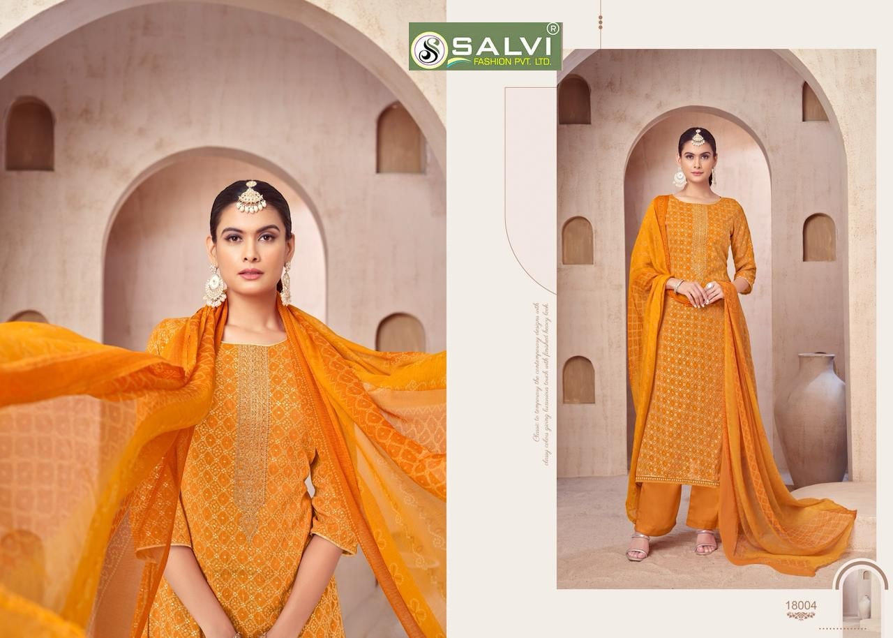 Soni Saloni Plus Vol 18 Salvi Fashion Cotton Slub Pant Style Suits Supplier India