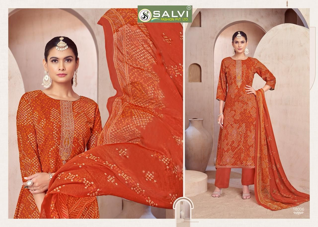 Soni Saloni Plus Vol 18 Salvi Fashion Cotton Slub Pant Style Suits Supplier India