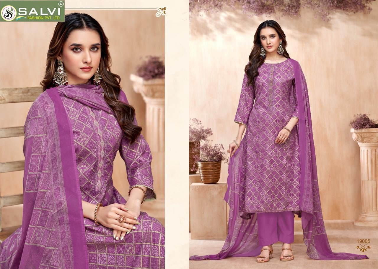 Soni Saloni Plus Vol 19 Salvi Fashion Cotton Slub Pant Style Suits Manufacturer Gujarat