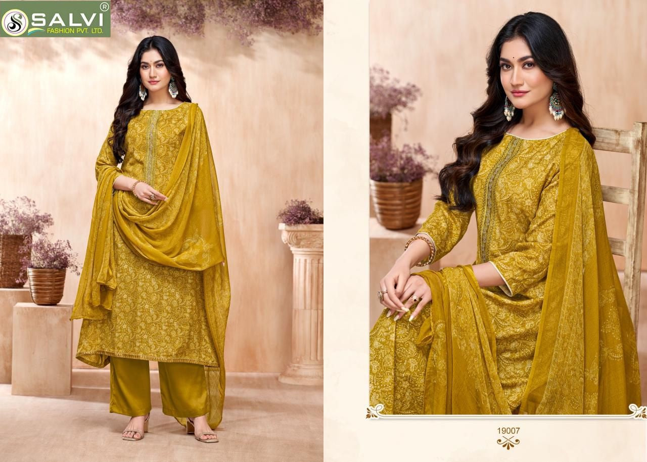 Soni Saloni Plus Vol 19 Salvi Fashion Cotton Slub Pant Style Suits Manufacturer Gujarat