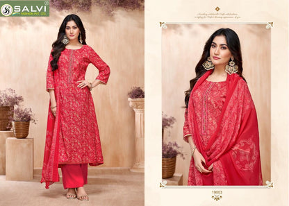 Soni Saloni Plus Vol 19 Salvi Fashion Cotton Slub Pant Style Suits Manufacturer Gujarat