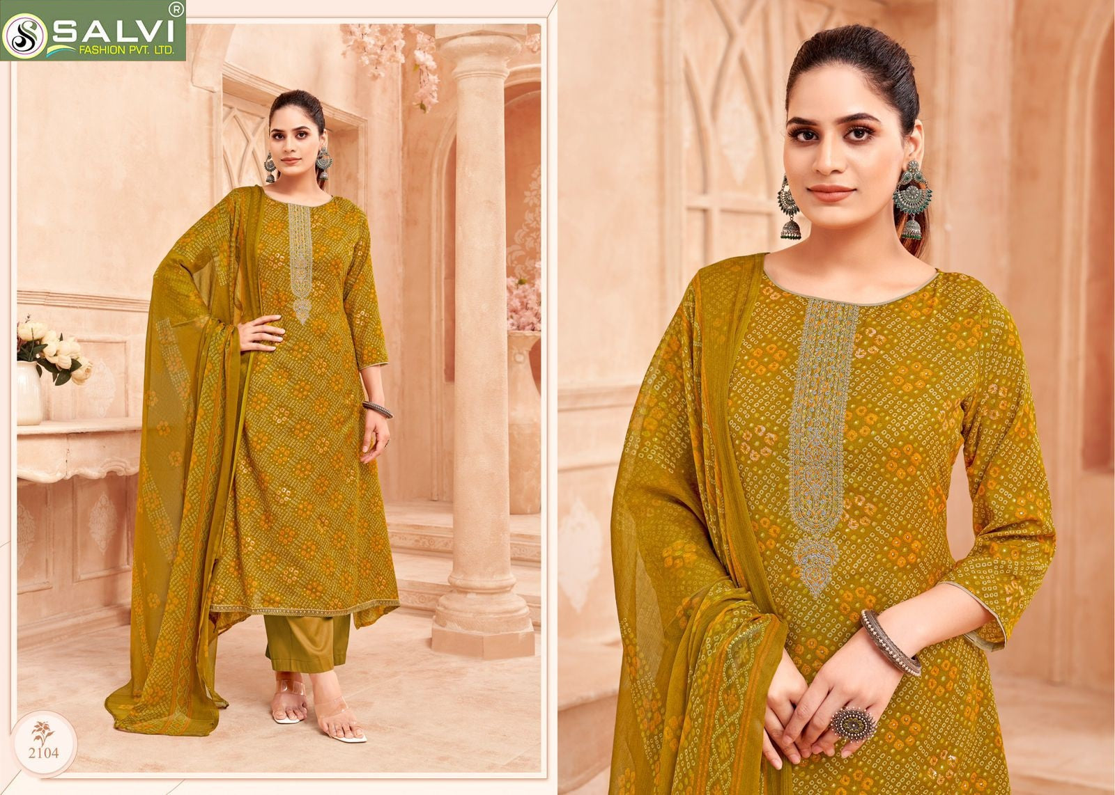 Soni Saloni Plus Vol 21 Salvi Fashion Cotton Slub Pant Style Suits Wholesale Price