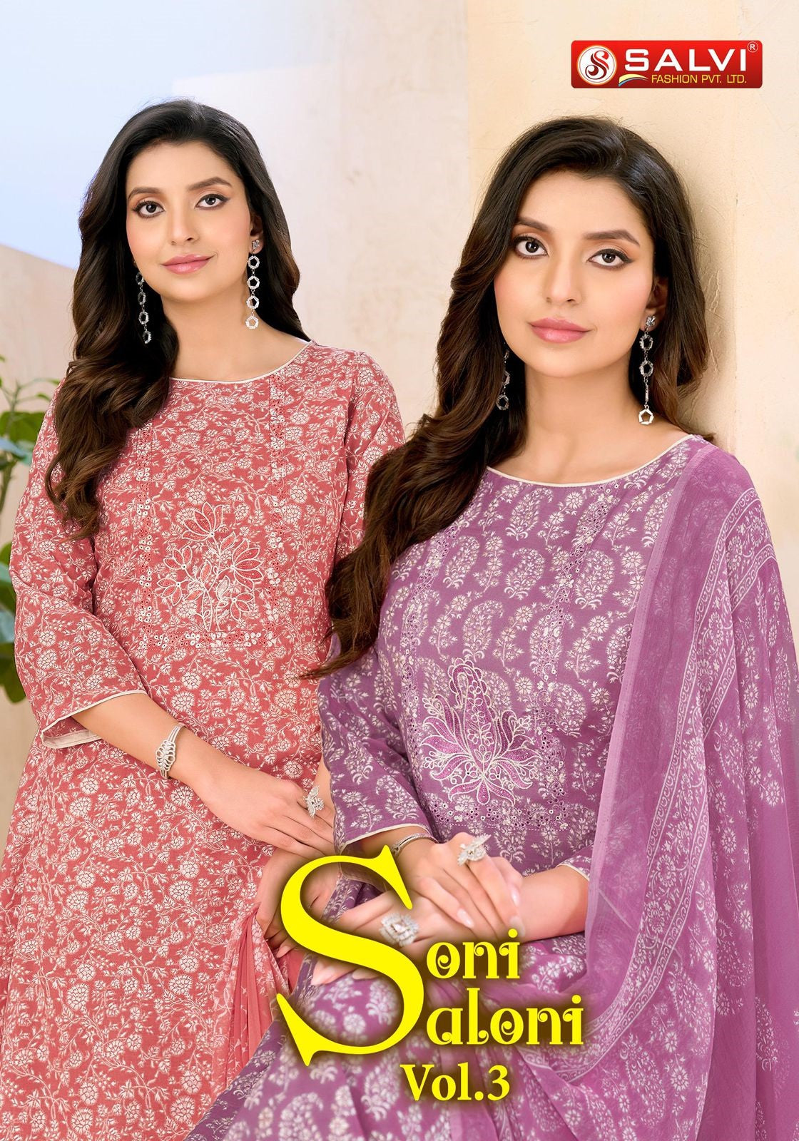 Soni Saloni Vol 3 Salvi Fashion Cotton Slub Pant Style Suits Exporter
