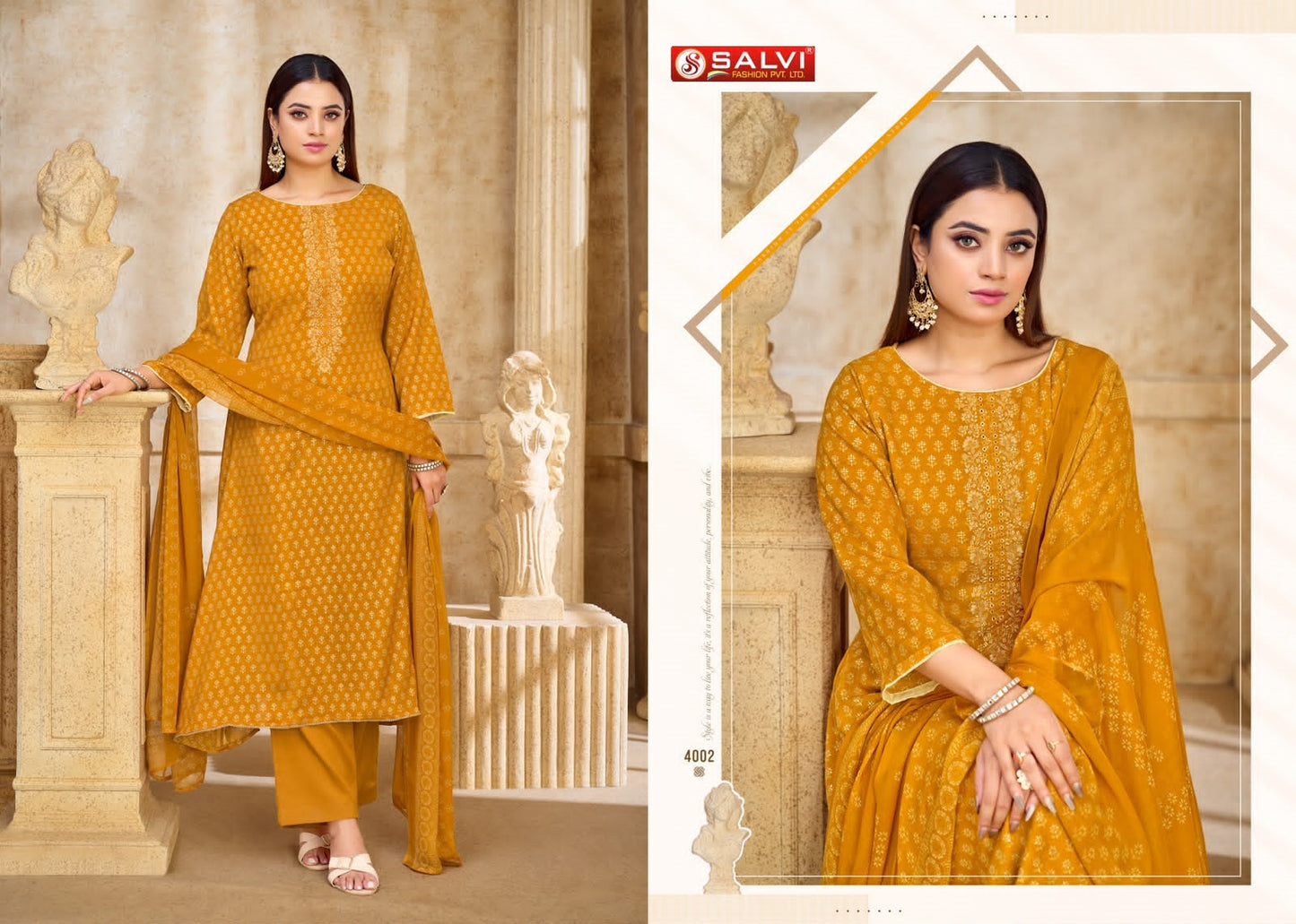 Soni Saloni Vol 4 Salvi Fashion Cotton Slub Pant Style Suits Manufacturer Ahmedabad