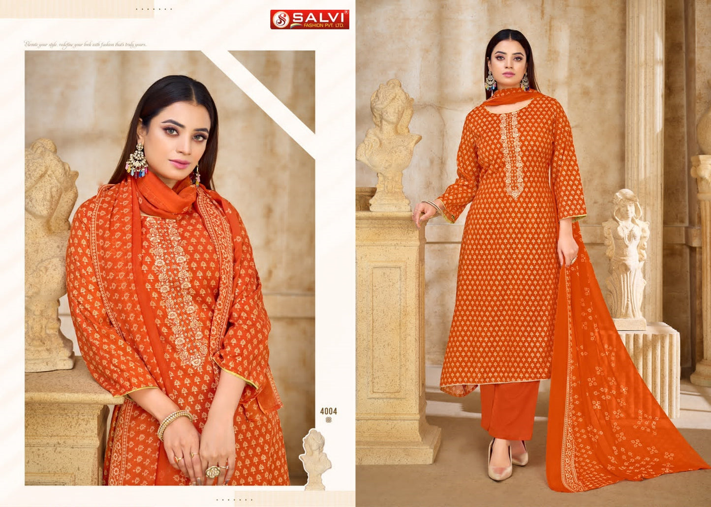Soni Saloni Vol 4 Salvi Fashion Cotton Slub Pant Style Suits Manufacturer Ahmedabad