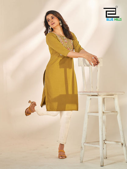 Sonia Blue Hills Silk Knee Length Kurtis Manufacturer Gujarat
