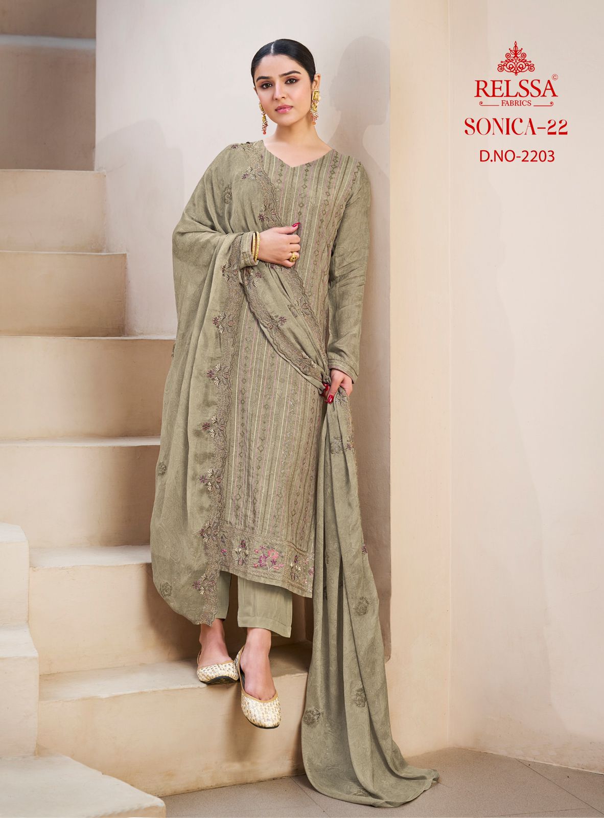 Sonica Vol 22 Relssa Fabrics Pure Muslin Pant Style Suits